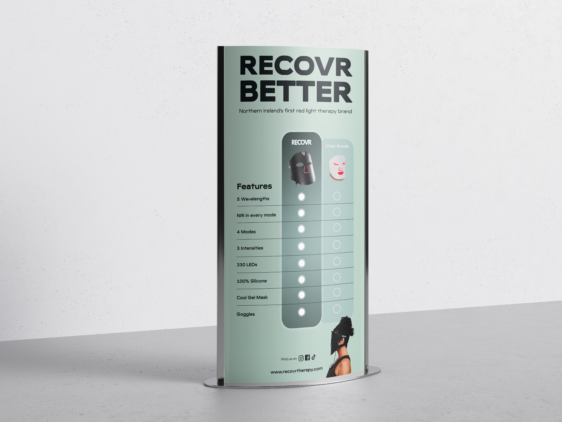 Recovr Better banner stand designed by Sav Cattura