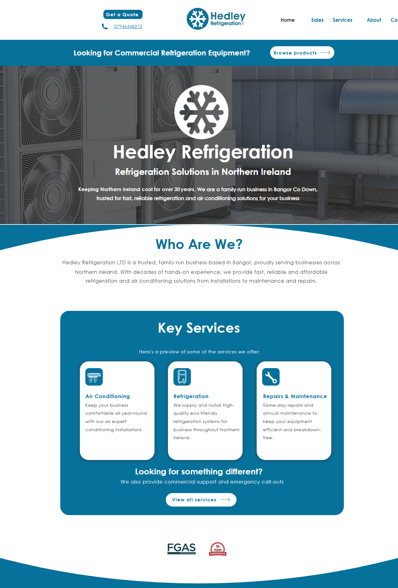 Hedley Refrigeration website designed and developed by Sav Cattura